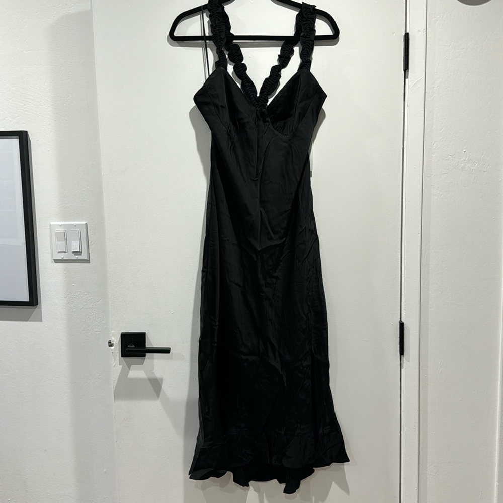 Gorgeous Black Satin Cocktail Dress. Size XL.